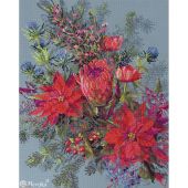 kit ricamo a punto croce - Merejka - Composizione floreale natalizia
