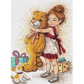 Kit Punto Croce - MP Studia - Una ragazza e l'orsacchiotto di peluche