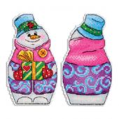 Kit di ornamenti da ricamare - MP Studia - Il regalo del pupazzo di neve