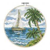 Kit per ricamo a punto croce con tamburo - Ladybird - In barca a vela