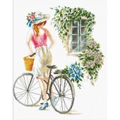 kit ricamo a punto croce - Needleart World - Ragazza alla bicicletta