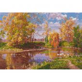 Kit Punto Croce - Oven - Stagno di autunno