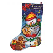 Kit calza di Natale da ricamare - Panna - Pupazzo di neve