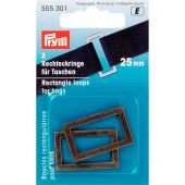 Fibbie e clip - Prym - 2 anelli rettangolari per borse - 25 mm ottone antico
