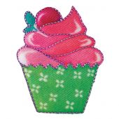 Termoadesiva - Prym - Motivi decorativo cupcake rosso / fucsia / verde