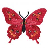 Termoadesiva - Prym - Farfalla rossa ed arancione con perle