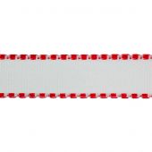 Treccia da ricamo a 50 cm - Zweigart - Nastrino Aïda bianca 5 Zweigart Band con bordo rosso 50 cm