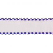 Treccia da ricamo a 50 cm - Zweigart - Nastrino Aïda bianca 5 Zweigart Band con bordo blu scuro 50 cm