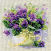 kit ricamo a punto croce - Riolis - Violette in vaso