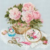 kit ricamo a punto croce - Riolis - Canovaccio di Beauvais Verde Chantilly - con matassine MOULINE DMC