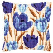Kit cuscino fori grossi - Vervaco - Cuscino da ricamare tulipani blu