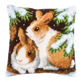 Kit cuscino fori grossi - Vervaco - Cuscino da ricamare conigli nella neve
