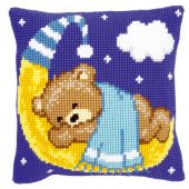 Kit cuscino fori grossi - Vervaco - Cuscino da ricamare orso sulla luna blu