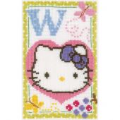 kit ricamo a punto croce - Vervaco - Hello kitty lettera W