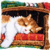 kit cuscini punto smirne - Vervaco - Cuscino da ricamare gatto che dorme