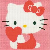 Kit di tela per bambini - Vervaco - Hello kitty con un cuore