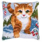 Kit cuscino fori grossi - Vervaco - Gatto nella neve