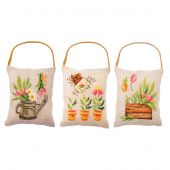 Kit di ornamenti da ricamare - Vervaco - Set di 3 mini cuscini per porta - Giardino 2