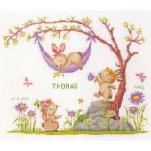 kit ricamo a punto croce - Vervaco - Conigli nel giardino