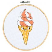 Kit per ricamo a punto croce con tamburo - Vervaco - Gelato all'italiana