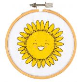 Kit per ricamo a punto croce con tamburo - Vervaco - Girasole