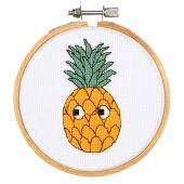 Kit per ricamo a punto croce con tamburo - Vervaco - Ananas