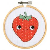 Kit per ricamo a punto croce con tamburo - Vervaco - Fragola