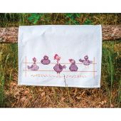 Kit per ricamare un canovaccio da cucina - Vervaco - Polli divertenti