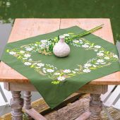 Kit tovaglia da ricamo - Vervaco - Fiori bianchi