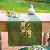 Kit runner da ricamare - Vervaco - Fiori bianchi