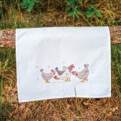 Kit per ricamare un canovaccio da cucina - Vervaco - Polli
