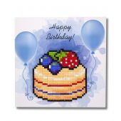 Carta con ricamo a diamante - Wizardi - Happy birthday - Torta