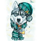 Kit ricamo diamante - Wizardi - Husky in inverno