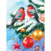 Kit ricamo diamante - Wizardi - Ciuffolotti e alberi di Natale