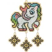 Supporto in legno Ricamo a diamante - Wizardi - Unicorno arcobaleno
