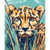 Kit di pittura per numero - Wizardi - Leopardo a caccia