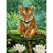 Kit di pittura per numero - Wizardi - Fiori di tigre e di loto