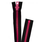 Chiusura non separabile - Prym - Cerniera iniettata - Nero/fuschia - 30 cm