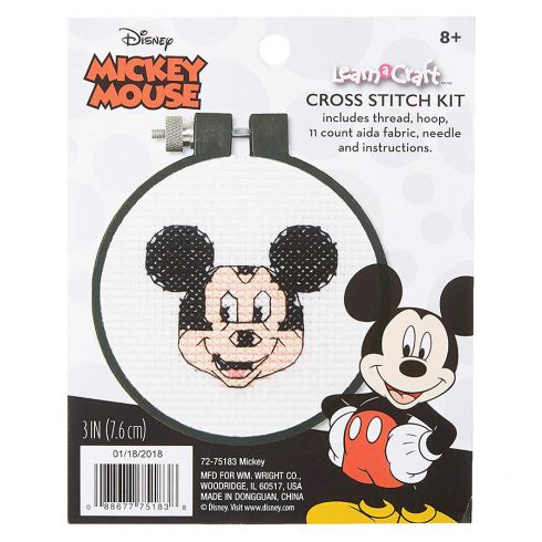 Dimensions Kit Punto Croce Per Principianti - Malefica Disney, Diametro 7,6 Cm - Tela Aida 11 Ct, Filati, Istruzioni E Telaio Inclusi