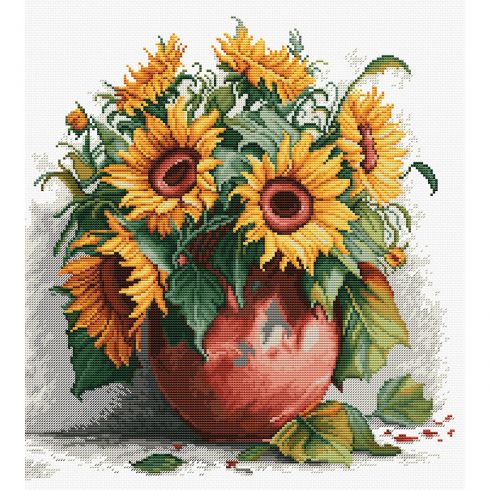 qbodp Kit Ricamo Modello Girasole Giallo Per Principianti,Kit Punto Croce Per Adulti Amanti Del Mestiere Fatto A Mano,Kit Pratica Punti Ricamo Design Semplice