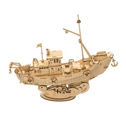 Puzzle in legno 3D - barca da pesca - ROKR