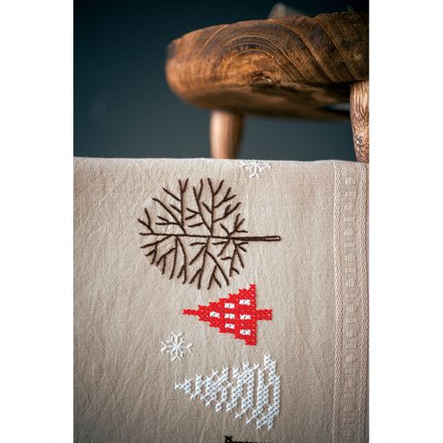 Kit Ricamo Punto Croce Tovaglia Runner Natalizia 40x100cm - Predisegnata, 100% Cotone, Con Filo E Ago - Foto 3