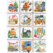 Kit punto croce contato gattino psichedelico artigianale
