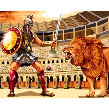 Canovaccio antico - Luc Créations - Il gladiatore al leone