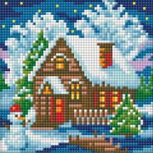 Kit ricamo diamante - Diamond Painting - Il chalet in inverno