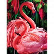 Kit ricamo diamante - Diamond Painting - Coppia di fenicotteri