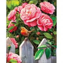 Kit ricamo diamante - Diamond Painting - Uccello in giardino