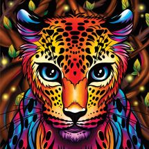 Kit ricamo diamante - Diamond Painting - Leopardo arcobaleno