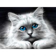 Kit ricamo diamante - Diamond Painting - Gatto agli occhi blu