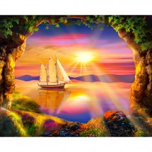 Kit ricamo diamante - Diamond Painting - Nave all'alba